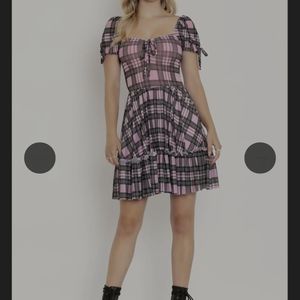 Pastel pink tartan dress blackmilk XL